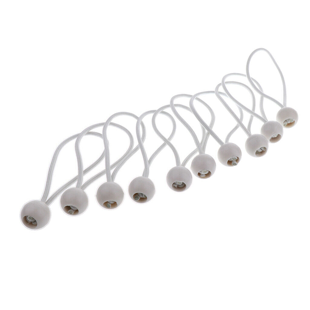 15X 10 Pieces 16cm Heavy Duty Ball Bungee Cord Tie down Cord Canopy Straps White