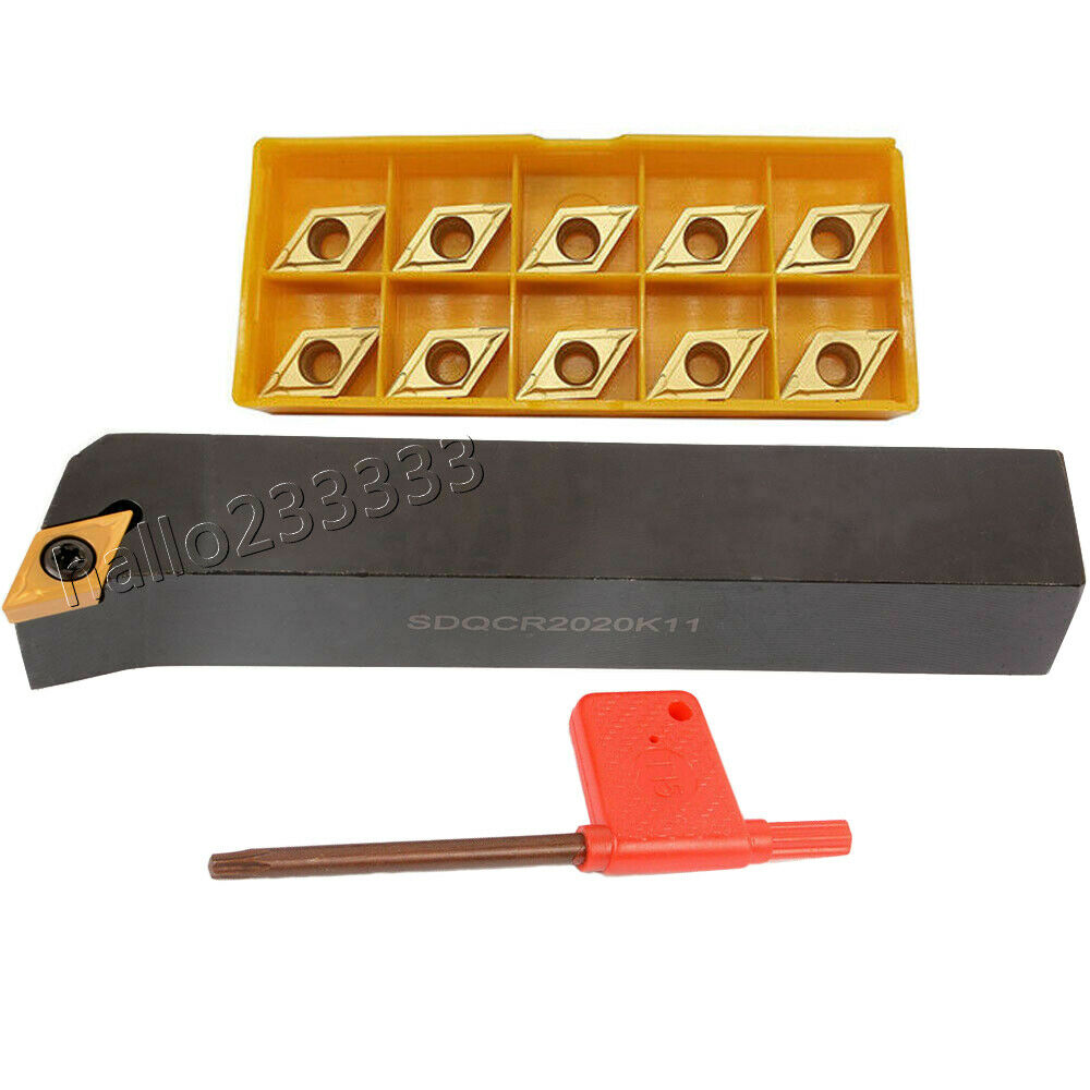 107.5° SDQCR2020K11 Lathe External Turning Tool Holde +DCMT11T304 Turning insert