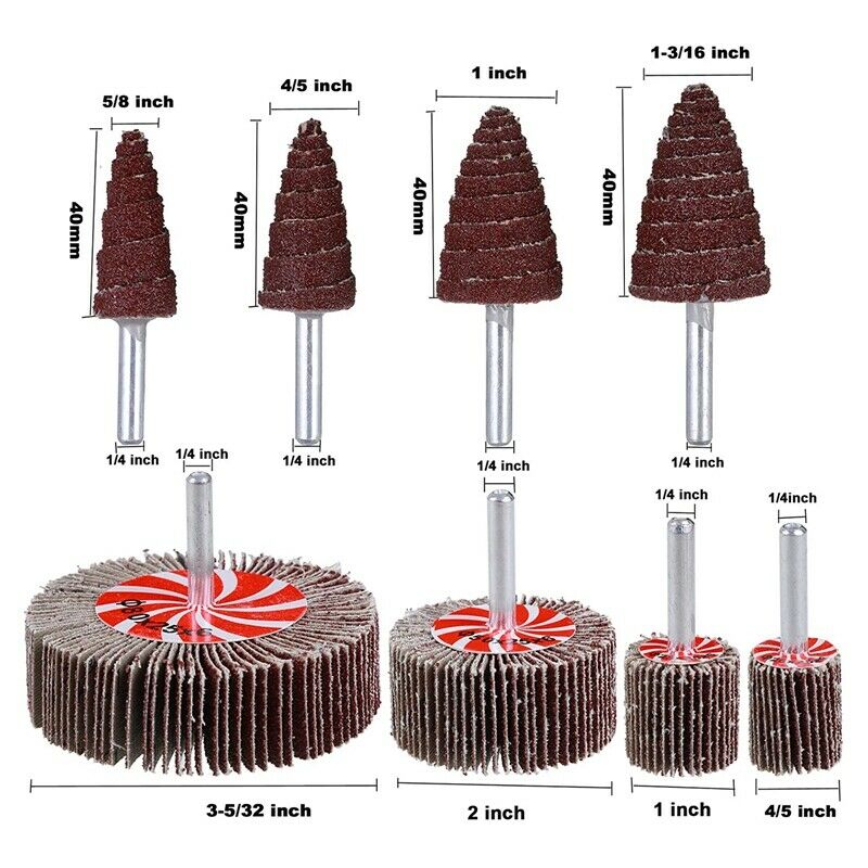 40 Pcs 1/4Inch Abrasive Flap Wheel Sander Set 80 Grit Aluminum Oxide Flap WhT7O2