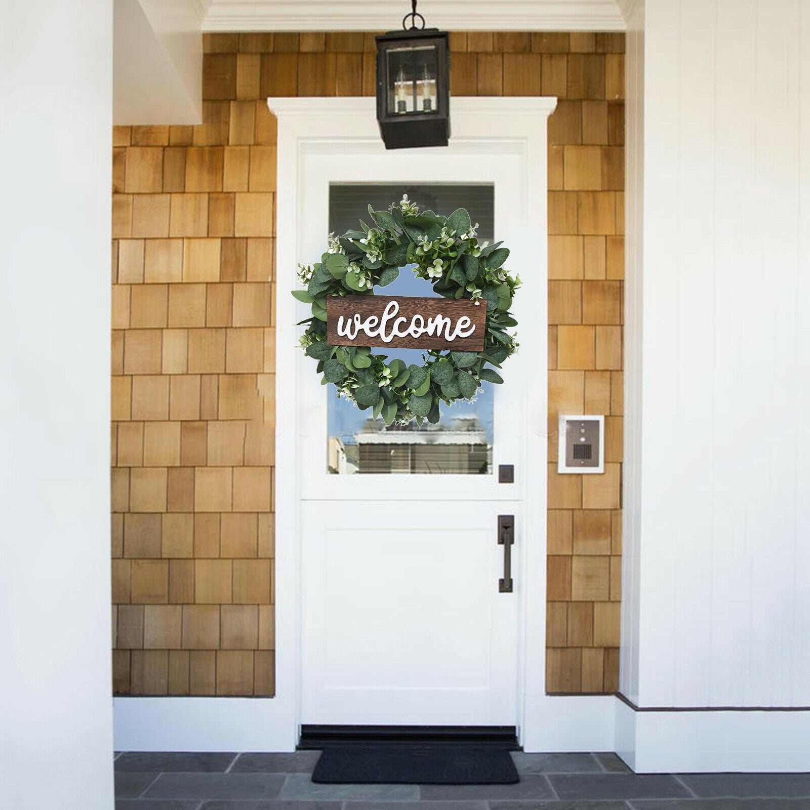 Welcone Greenery Wreath Garland for Farmhouse Home Door Wall Hanging Decor