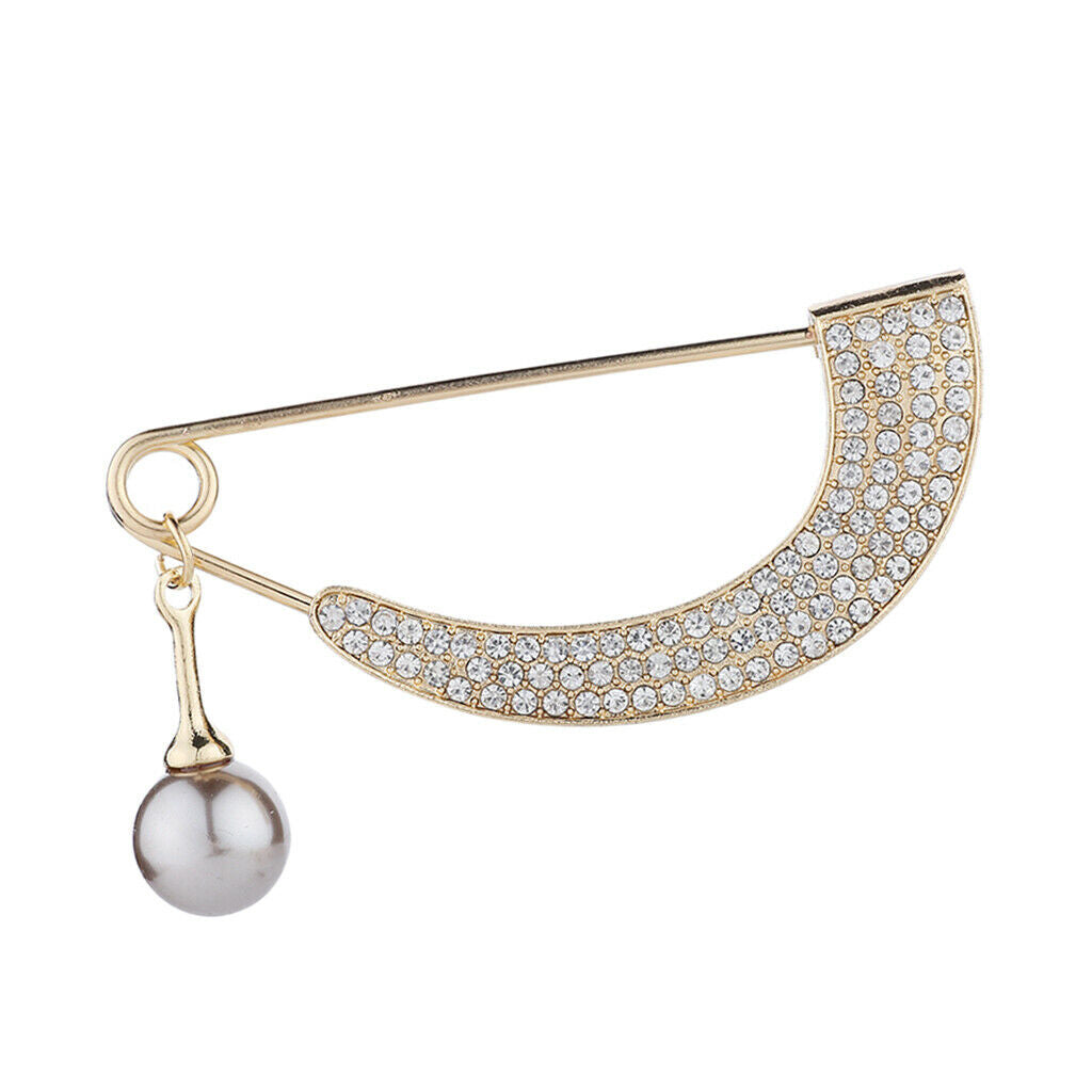 2 Pcs Women's Shawl Clip Full Crystal Brooch Pins Safety Pin Brooch Jewelry