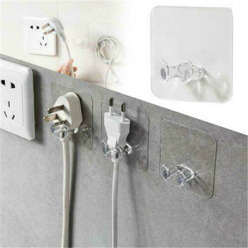 5PC Seamless Plastic Transparent Plug Wire Nail Bracket Hook Socket Storage Hook