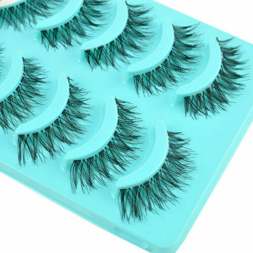 5Pair Natural Long Eye Lashes Handmade Messy Cross False Eyelashes Makeup Black