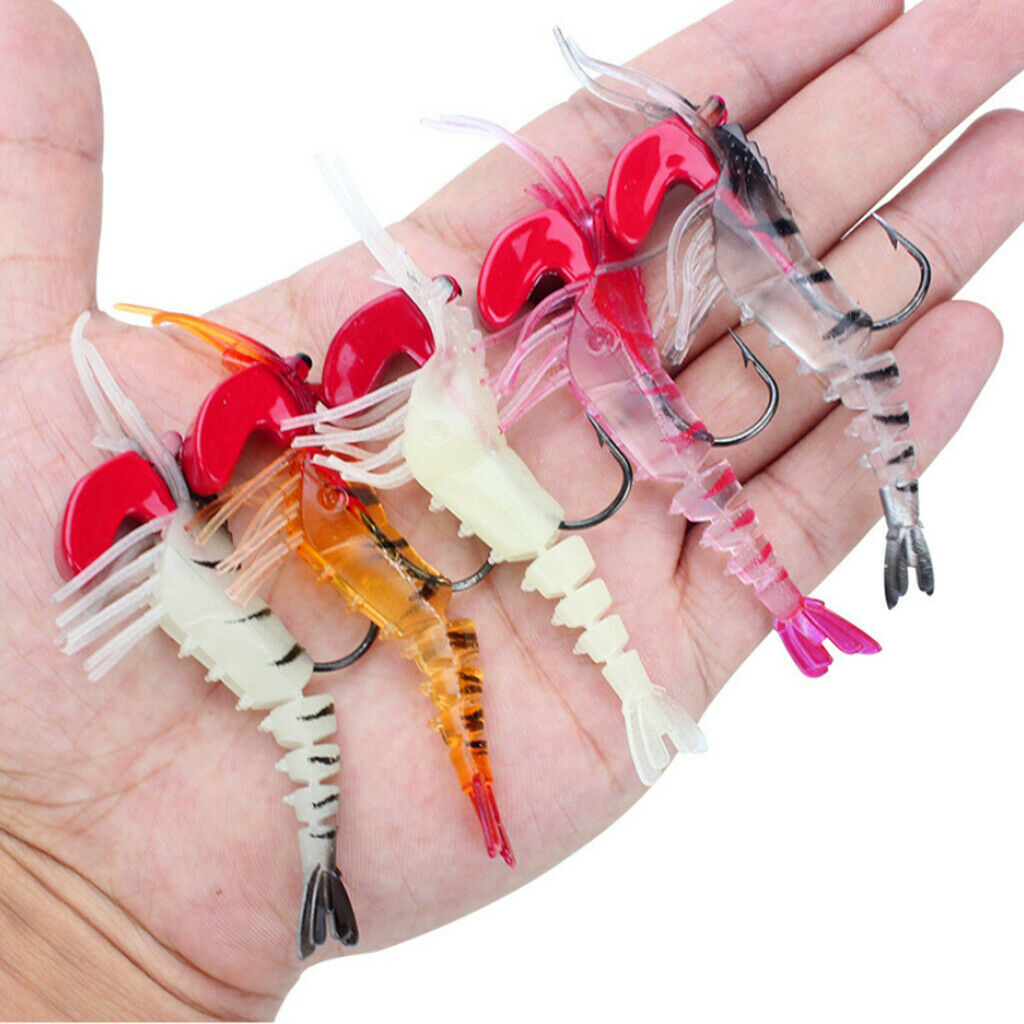 Segmented Shrimp Lure Sinking Baits Glow Fishing Soft Bait with Lead Head