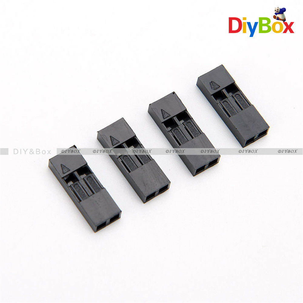 100Pcs Dupont Jumper Wire Cable Housing Female 2Pin Connector 2.54mm Pitch
