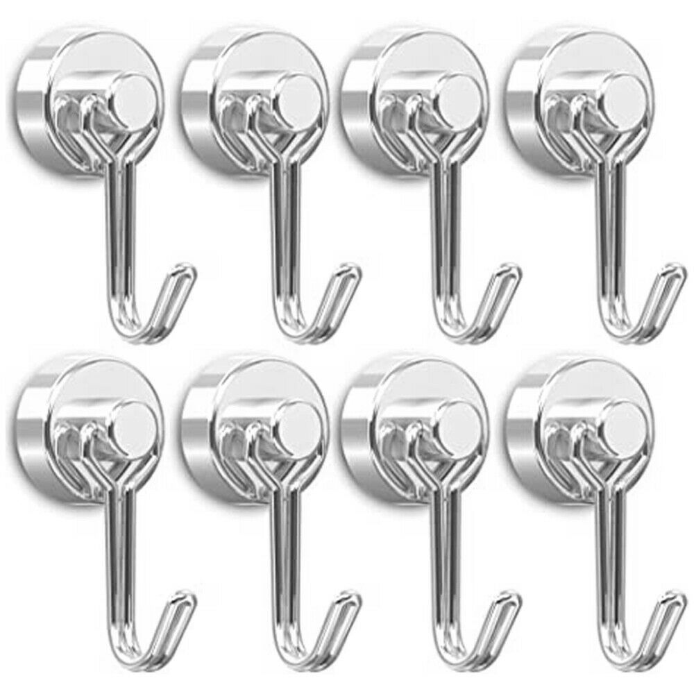 8pc Magnetic Hanging Hooks Stainless Steel Punch-free Hooks Set Home Office