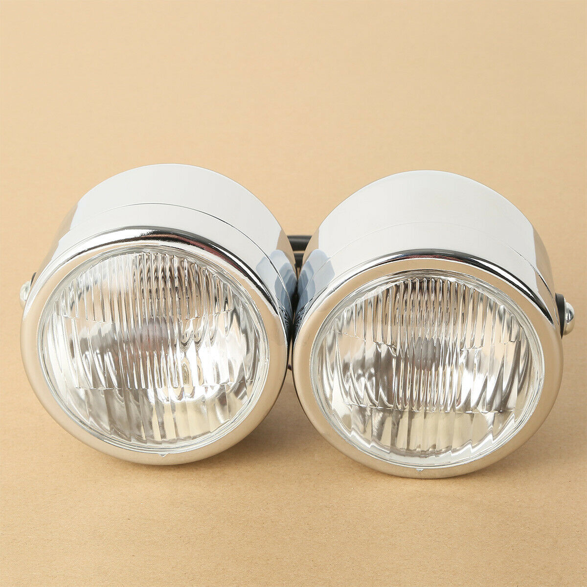 Motorcycle Twin Dual Headlight Retro Fit For Streetfighter Dirt Bike Cafe Racer