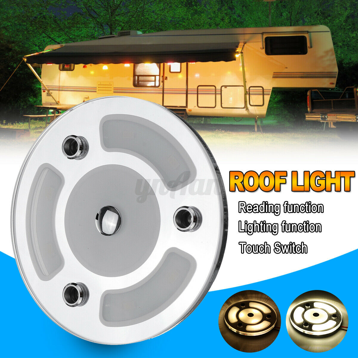 3W LED Car Roof Reading Light Dimmable Day Night Touch Switch 100mm     â—