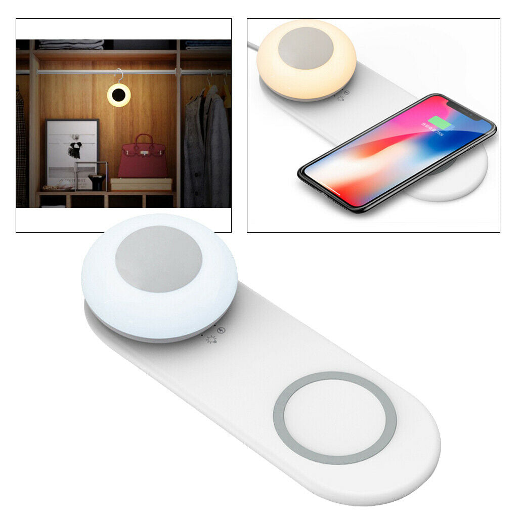 Hanging Night Light Tabletop Bedside Lamp Phone Charger Charging Seat White