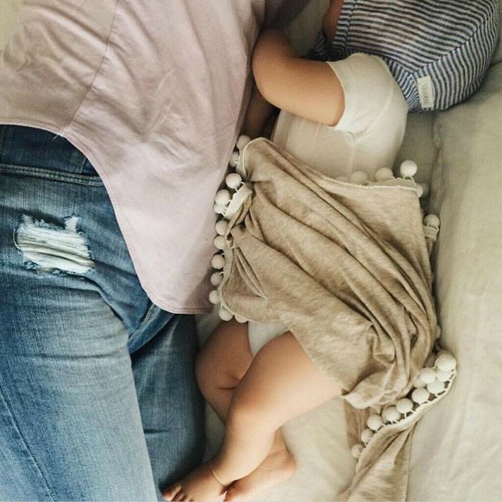 Soft 100% Cotton Muslin Prom Prom Swaddle Blanket for Baby Gray