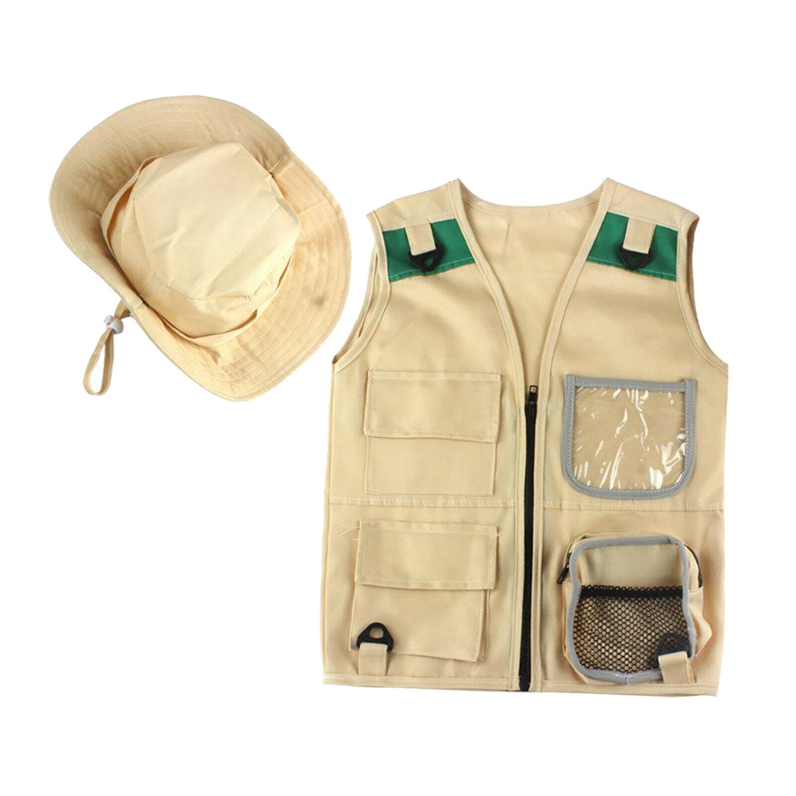 Durable Young Kid Cargo Vest and Hat Playing Clothes for Paleontologist