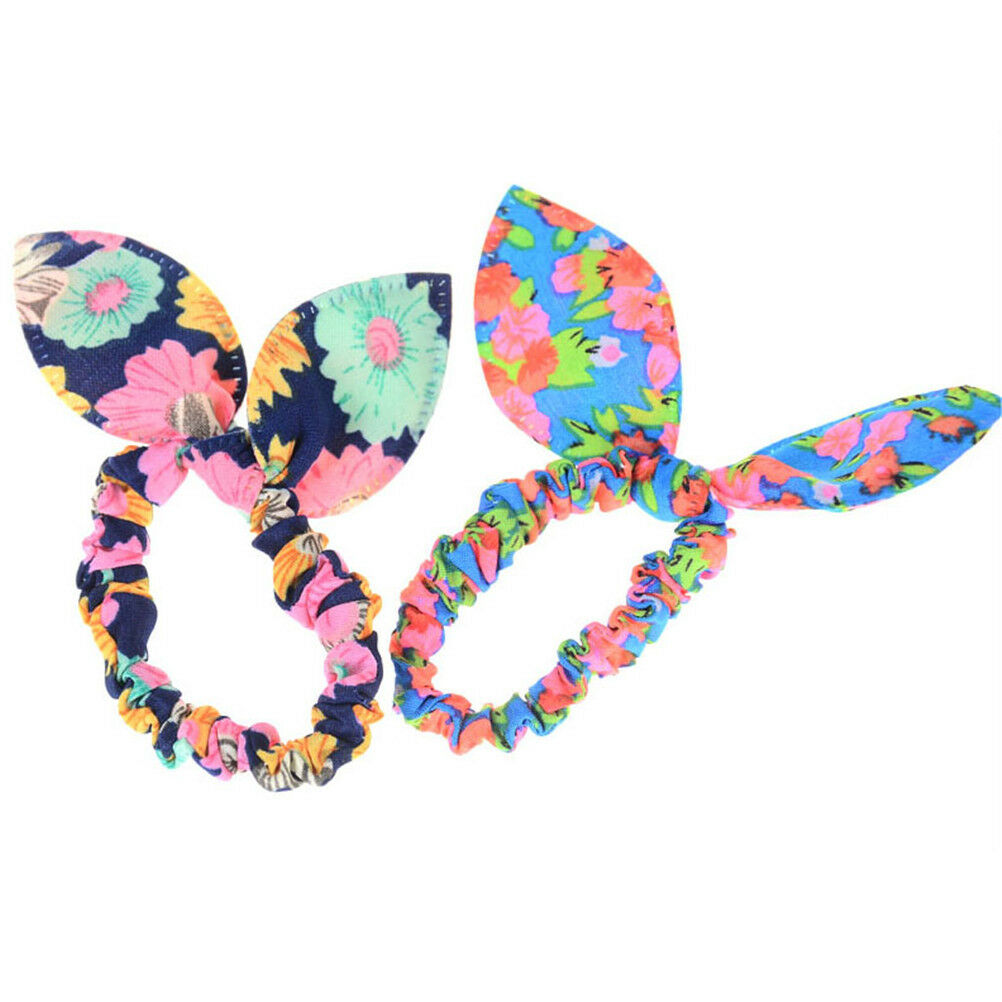 12x Girl Rabbit Ear Scrunchies Hair Band Rope Elastic Tie Ponytail Holder .l8