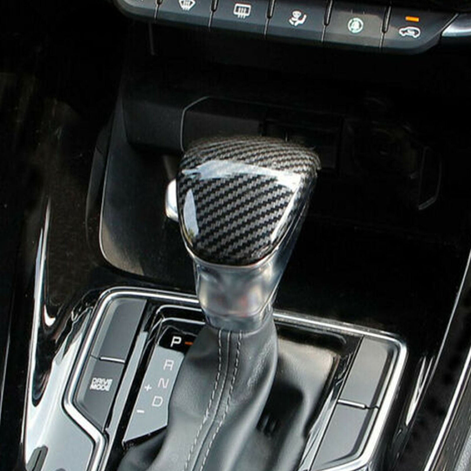 For KIA Soul 2020 2021 Carbon Fiber Style Interior Gear Shift Knob Cover Trim