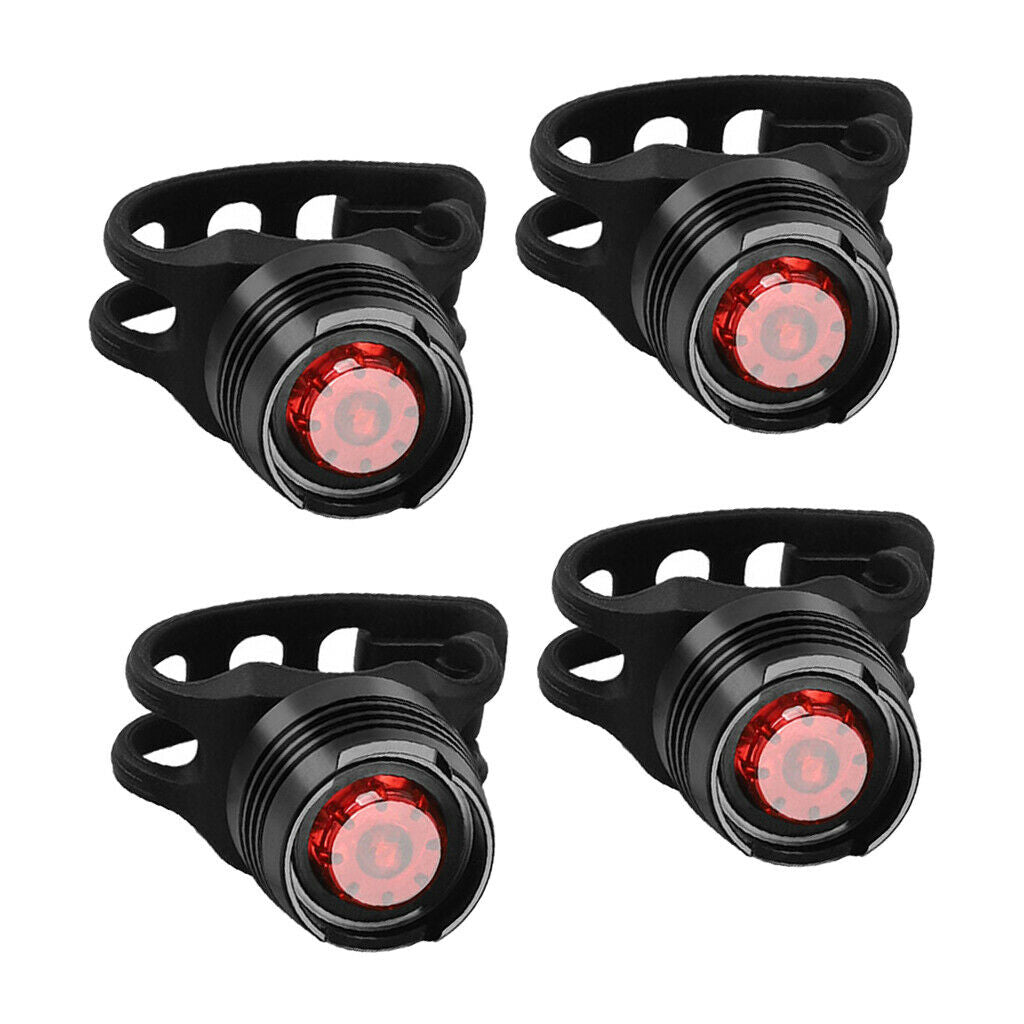 4 Packs Durable Bike Rear Light Tail Light Back Taillight Strap-on 27g