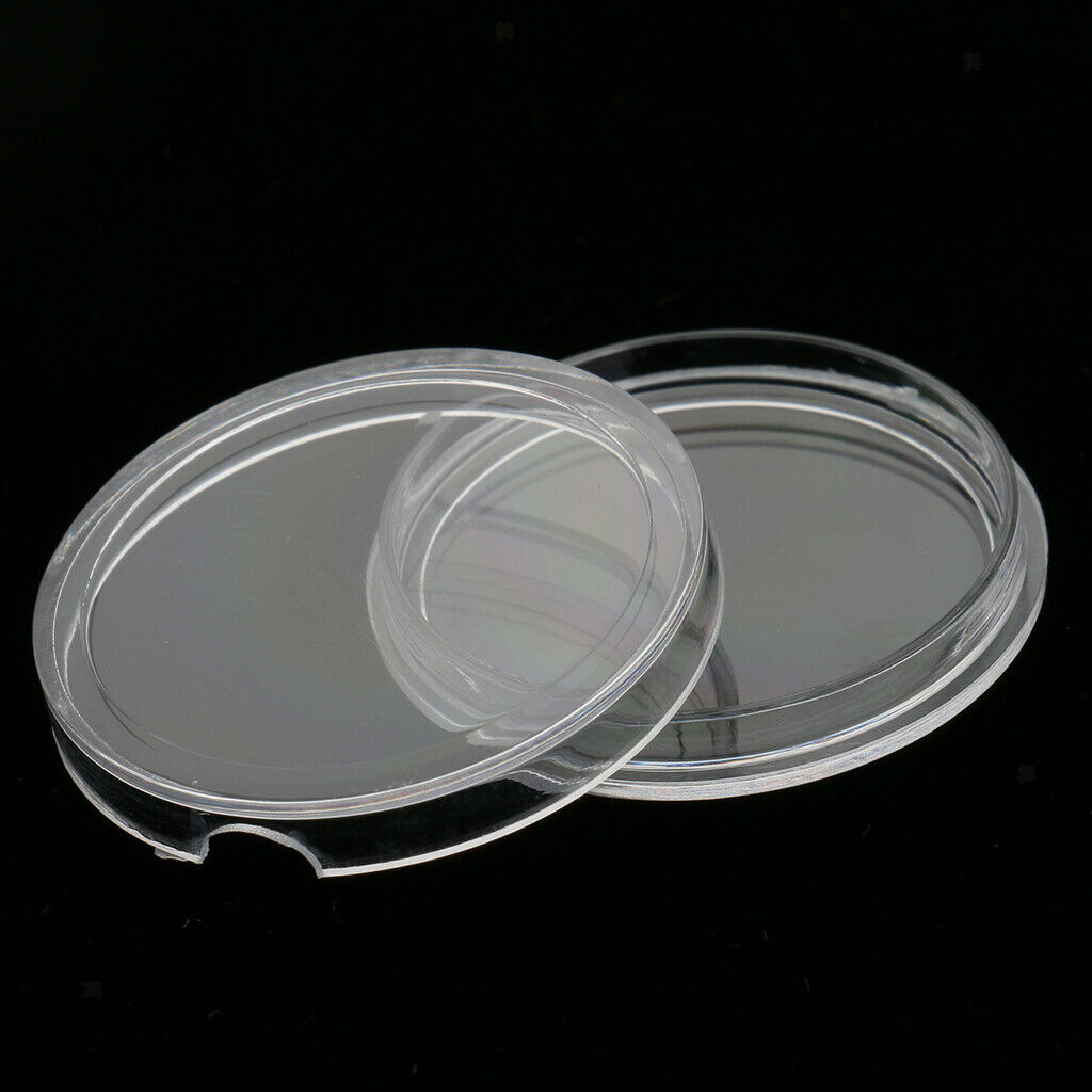 100Pcs Clear Plastic Round Coin Capsules Holders Storage Containers 28mm