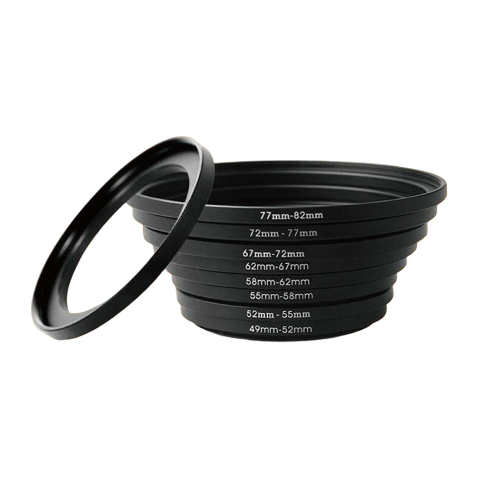 8-pack Stepping Down Rings Lens Adapter Filter Kit Lightweight