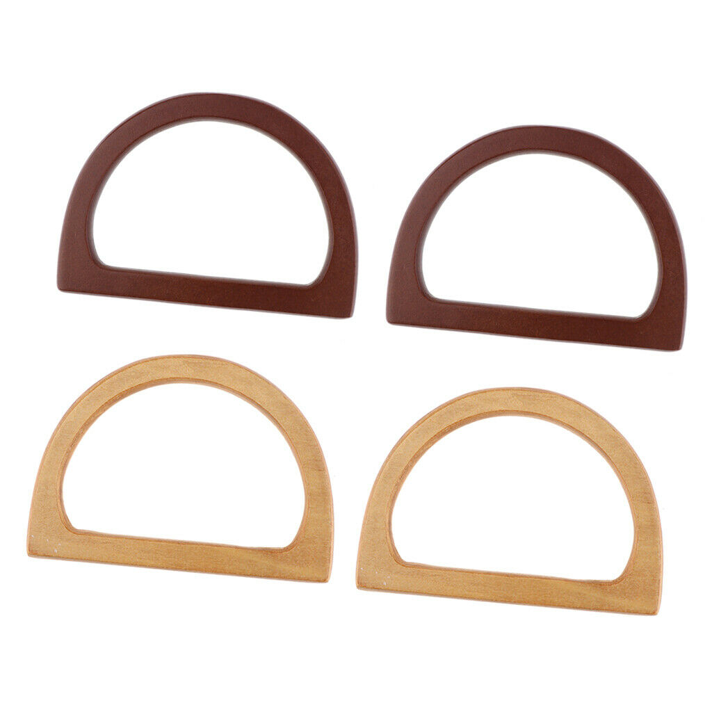 4pcs Wood D-Shape Bag Handle Coat Rack Replacement Purse Making Accessories