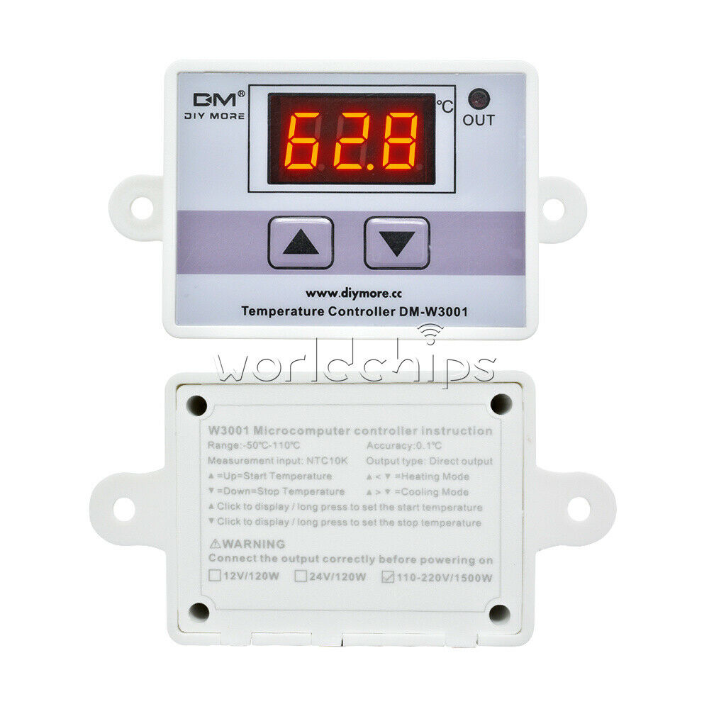 AC 220V w3001 LED Temperature Controller 10A Thermostat Control Switch Probe