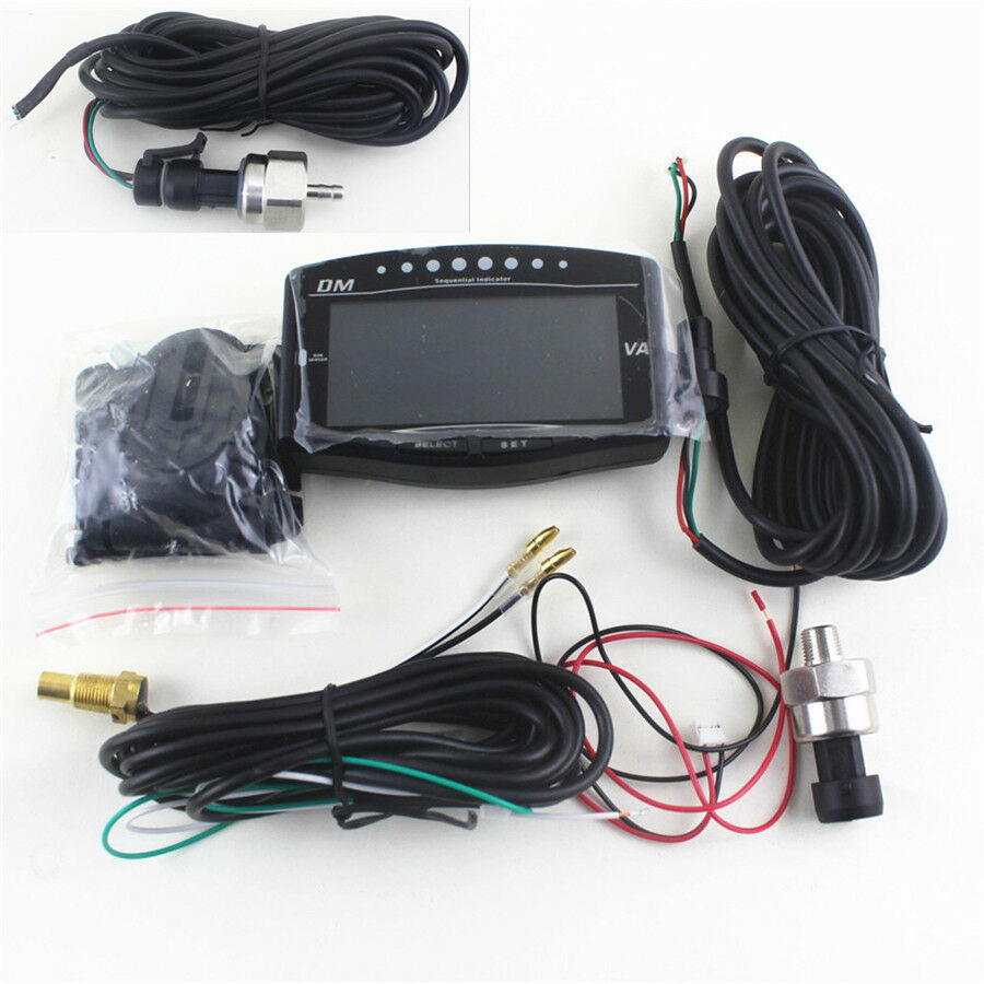 6 Function 12v/24v Truck Car LCD Digital Oil Pressure Gauge + Volt Voltmeter