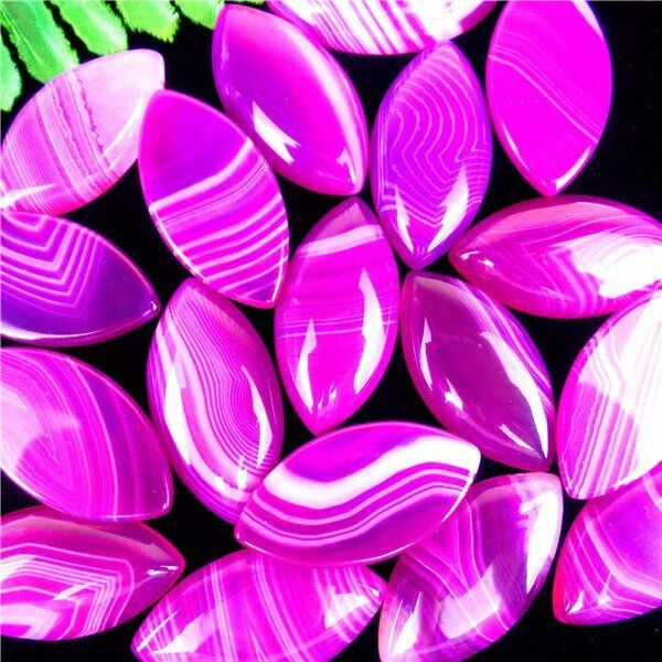 10Pcs Wholesale Rose Stripes Onyx Agate Marquise Cab Cabochon 40x20x7mm HH6067