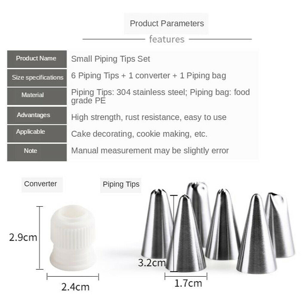 Lots 6 Piping Tips Icing Decorating Nozzles Coupler Pastry Bag Baking Tools