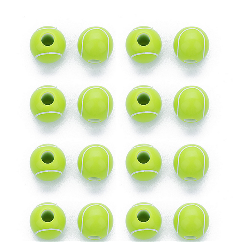 100pcs 12mm Tennis Ball Beads Spacer Beading Acrylic Round Beads Jewelry Making
