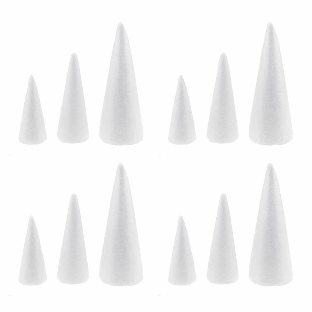 12 Cone Shape Styrofoam Foam Ornament for Kid DIY Painting Crafts 15/20/25cm
