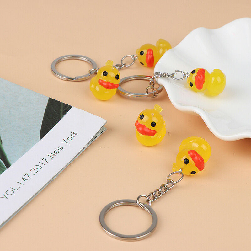 2pcs Cute Little Yellow Duck Keychain Women Girls Car Keyring Jewelry Gif.l8