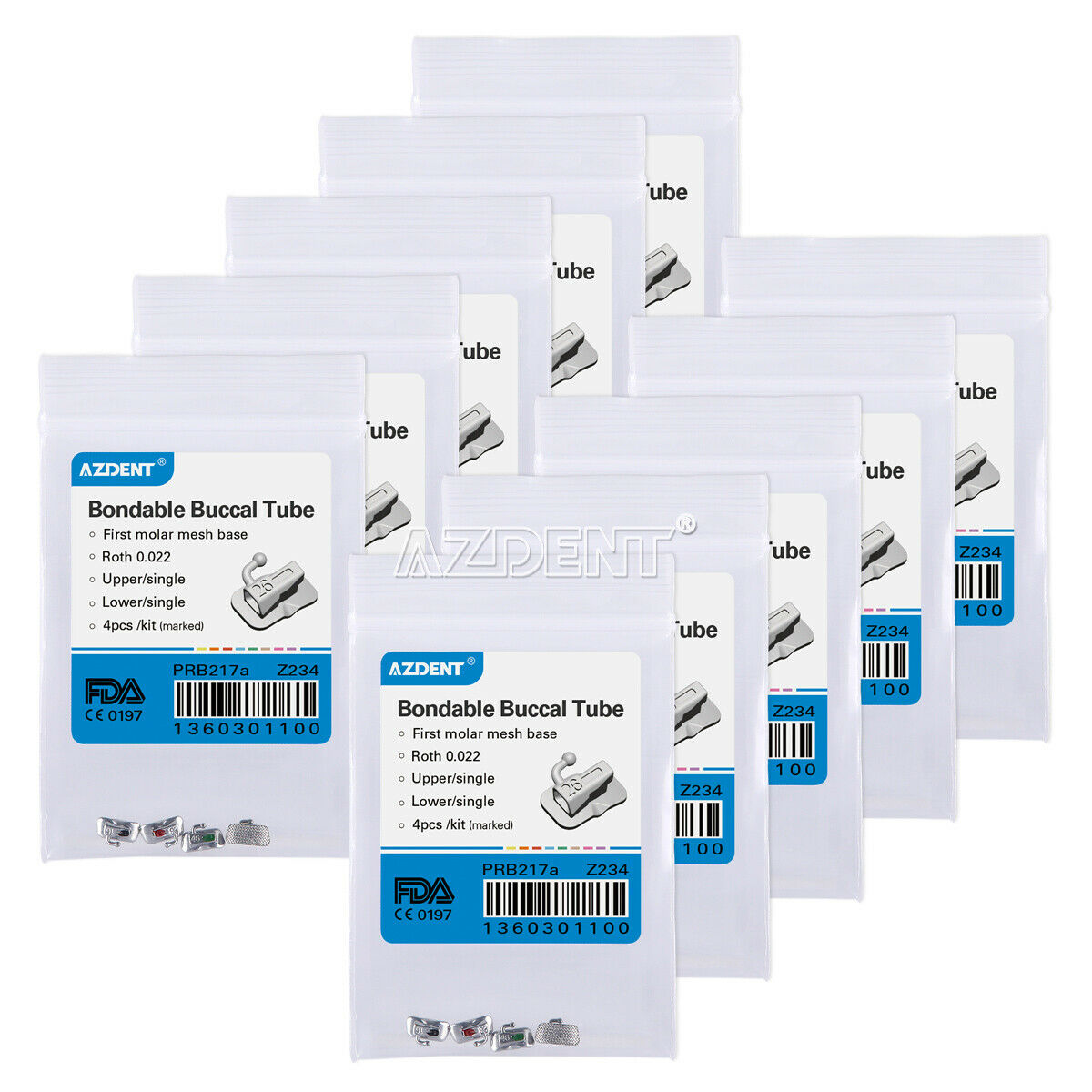 100 Kit Dental Orthodontic Buccal Tube 1st Molar Bondable Non-conv Roth.022 U1L1