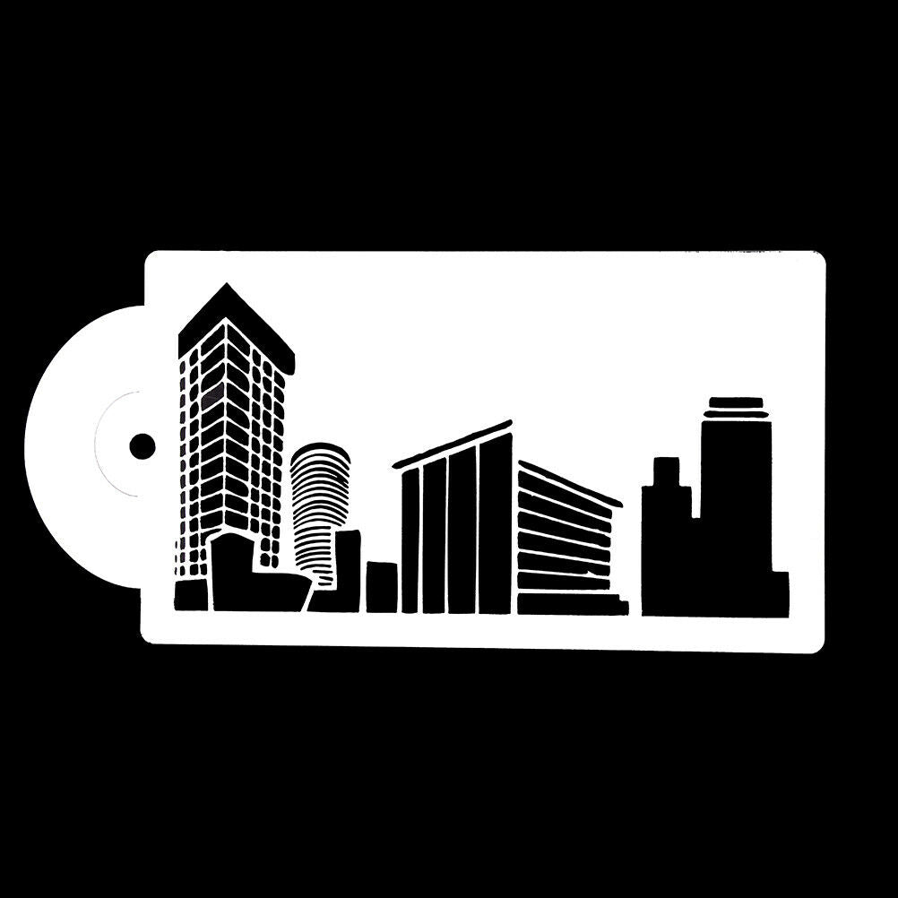 5PCS Buildings Cake Stencils Cookies Mousse Mold Coffee Template Bakingcraft Tt