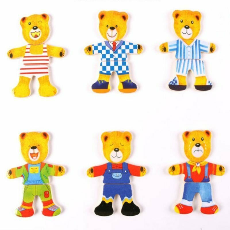DIY Wooden Bear Jigsaw Puzzle Game Kids Educational Toys Gift Children Funny Kt
