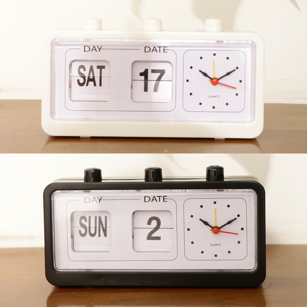 2pcs New Retro Clock Flip Display With Date & Time for Desktop Living Room
