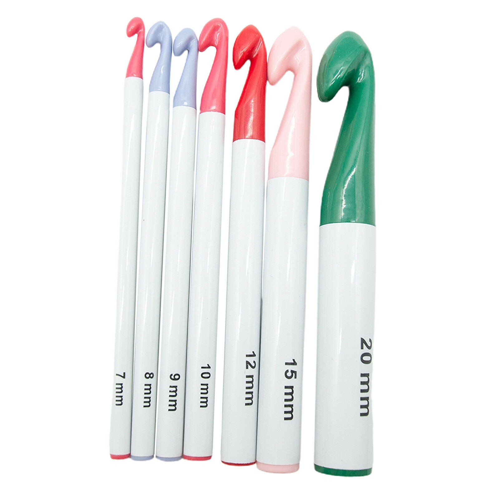 7 Pieces Colorful Crochet Hooks Set Knitting Needles Weave Craft 7mm-20mm