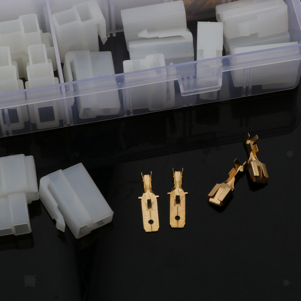 20 Kits 6.3mm 2 4 Pin Brass Crimp Terminal Cable Locking Tab Spade Connector