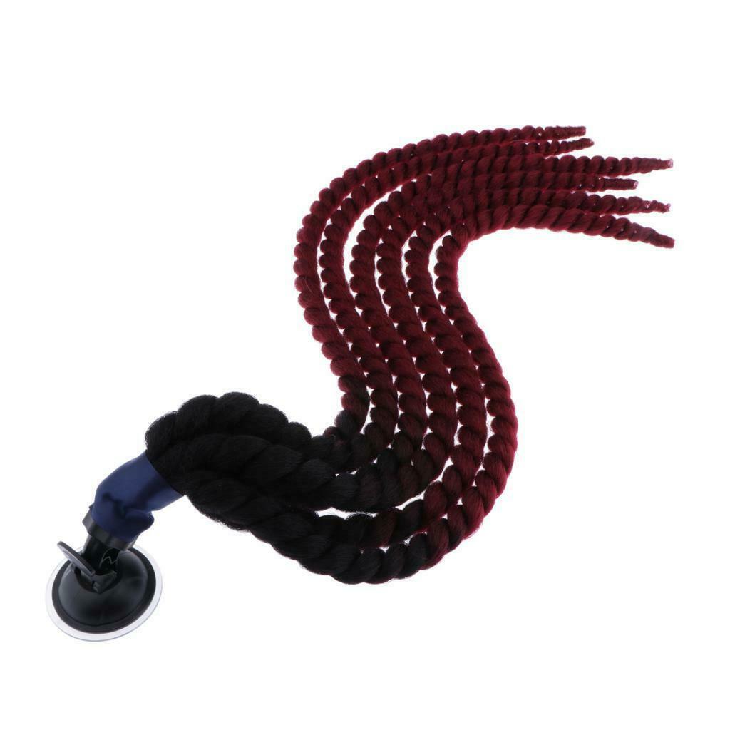 Hand-made Helmet Braids / Ponytail Motorcycle Helmet Wig Hair Wine Red