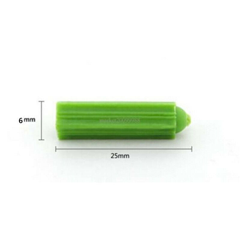 20PCS 6mm x 25mm Green Plastic Wall Plugs Fixing Anchor Plug for Masonry Screw M
