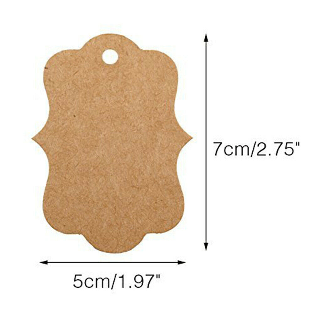 100x Blank Kraft Paper Gift Tags Card Label | Free String Price Labels 7x5cm