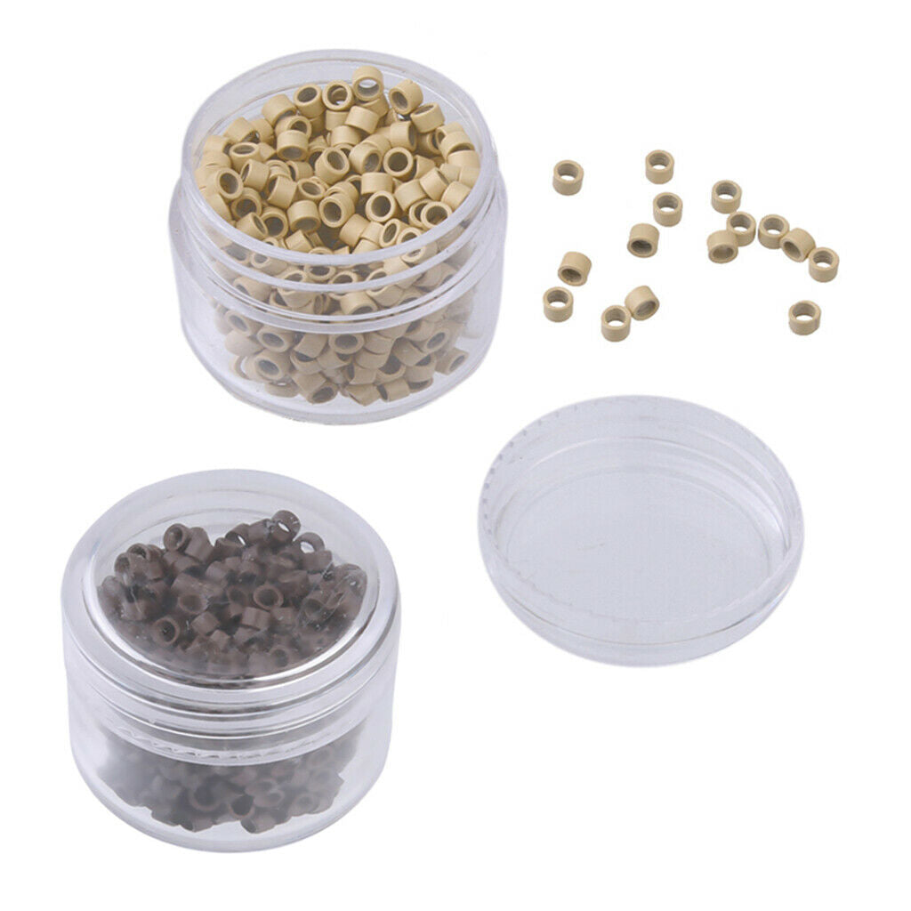 1000Pcs 3mm Silicone Lined Micro Nano Rings Beads for I Tip Hair Extensions