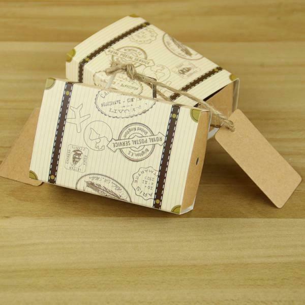 50 Pieces Kraft Paper Bon Voyage Suitcase Candy Boxes Party Gifts