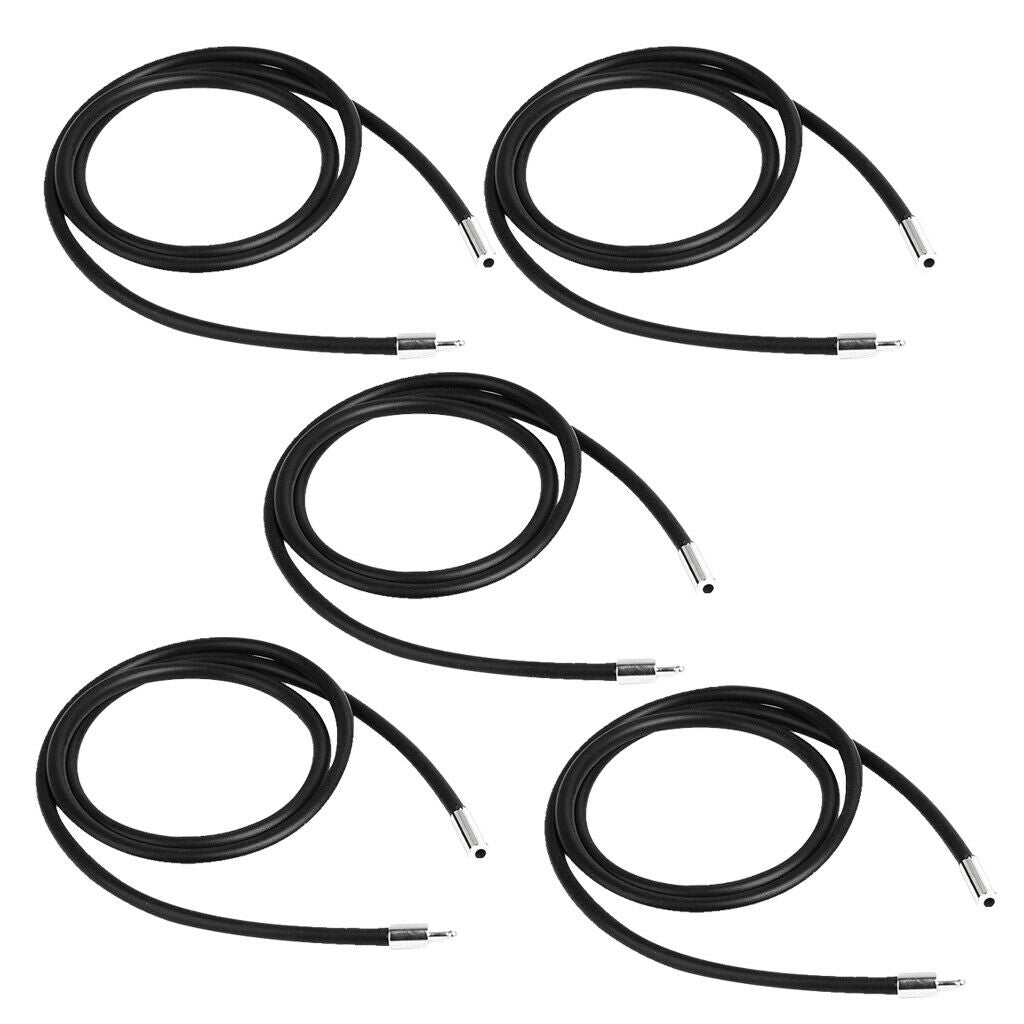 5pcs Women 20 Inch Black Rubber Stainless Steel Link Cord Necklace Chain