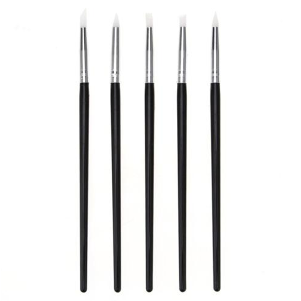 5Pcs Soft Silicone Nail Art Design Stamp Pen Brush UV Gel Carving Craft Pencil J
