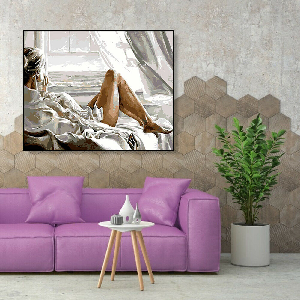 Painting By Numbers Kit DIY Sexy Beauty Hand Painted Canvas Oil Art Picture @