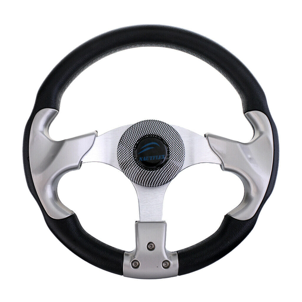 Yacht Boat Steering Wheel with Black Foam Grip Cover - Aluminum Alloy, 3 Spoke -