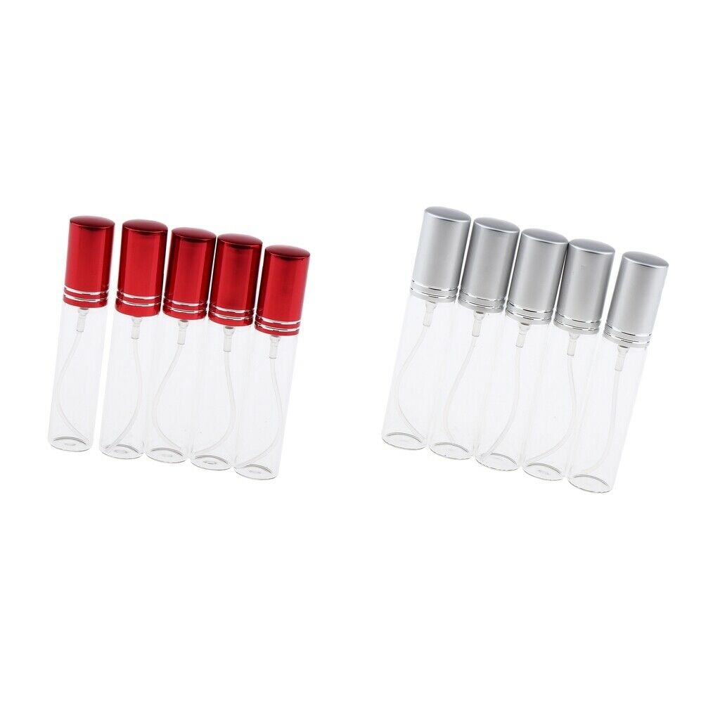 10 Pieces Clear Colored Glass Perfume Mists Refillable Perfume Empty Bottles