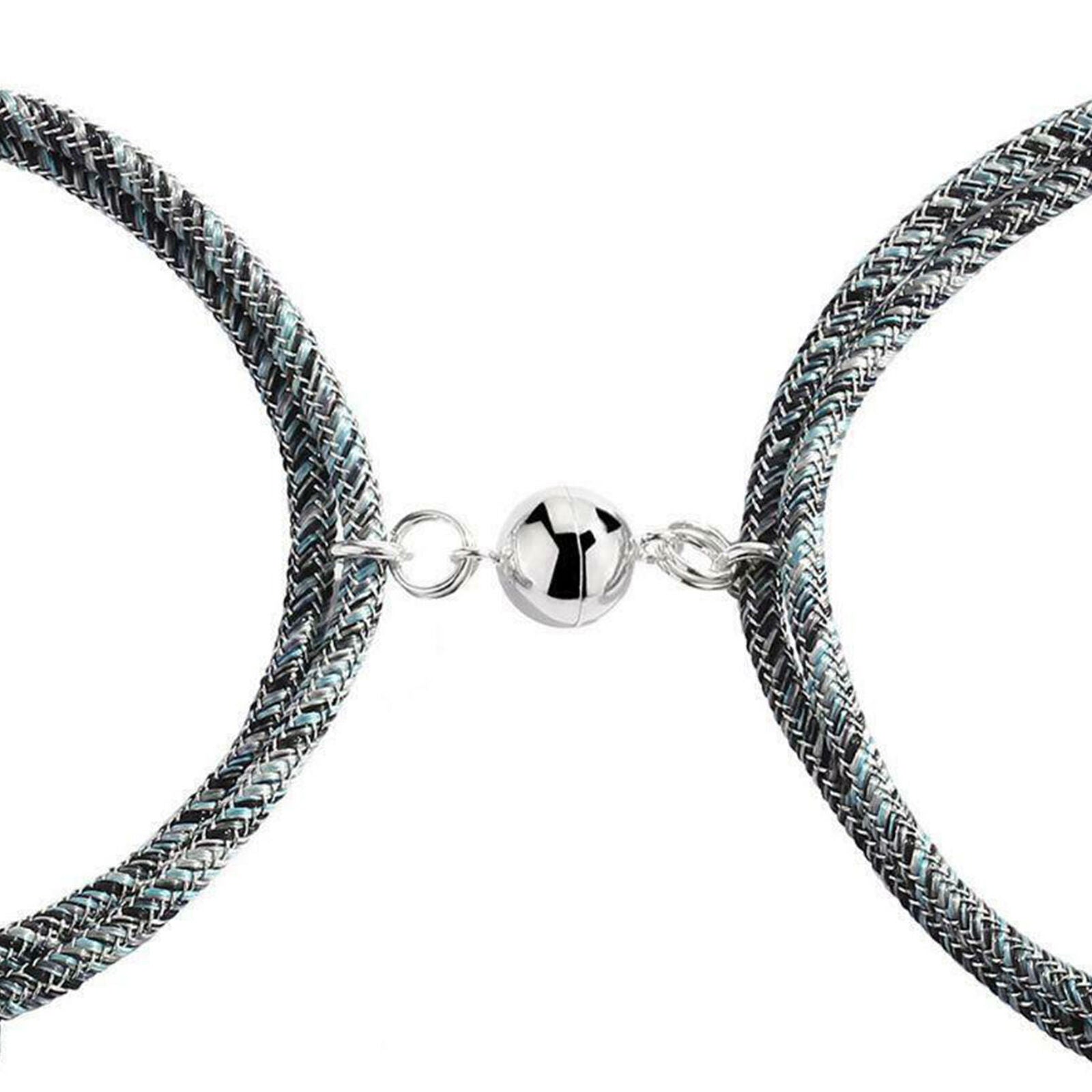 2Pcs Couple Bracelet Friendship Rope Braided Distance Magnetic Jewelry Lover Kit