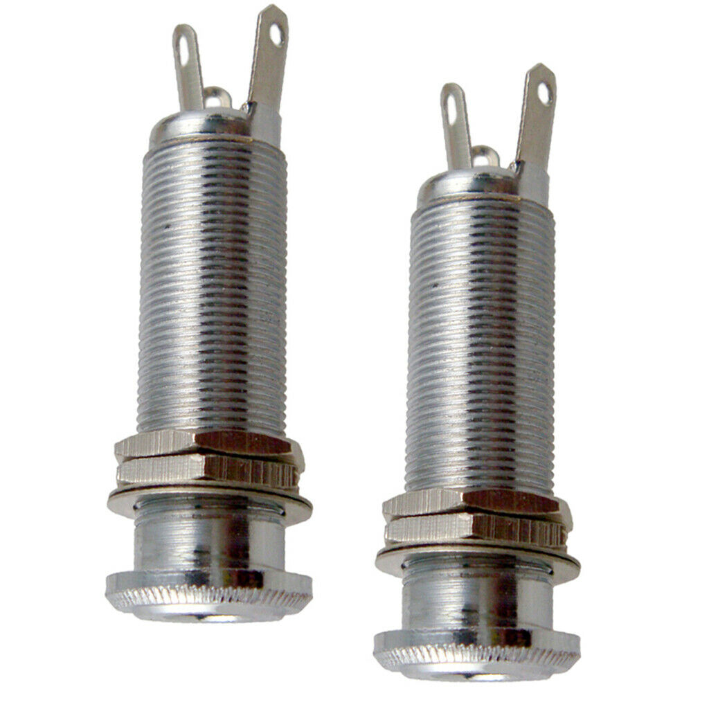 Lovoski 2xSilver Threaded Cylinder 6.35mm Jack Plug Guitar Bass Part