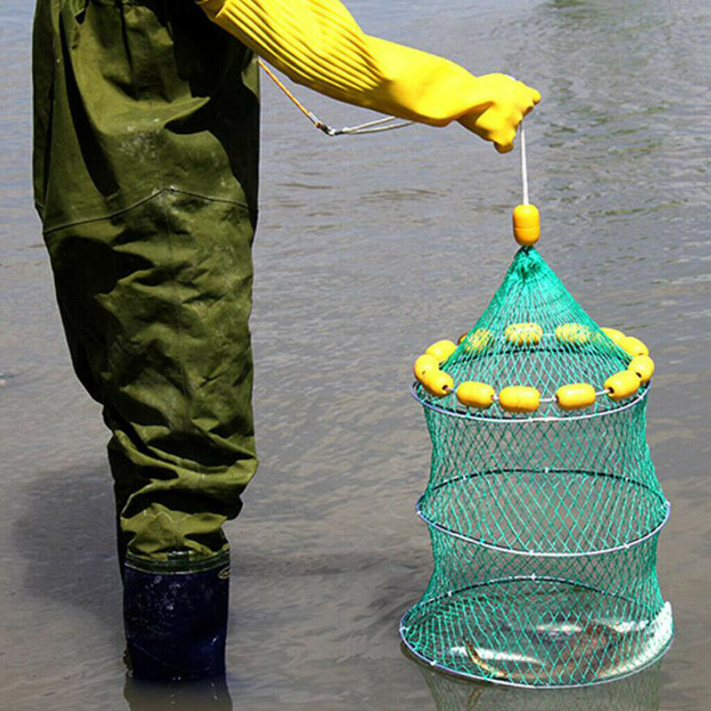 Buoyancy Fishing Net Trap Three-Layer Folding   Cage with 14 Float Balls