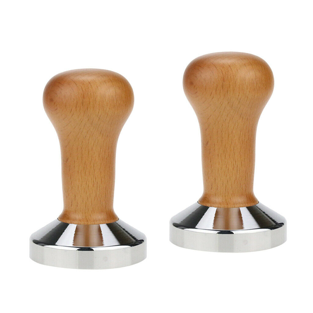 2pcs Coffee Bean Tamper Barista Pressing Tool w/ Wodoen Handle Easy to Clean