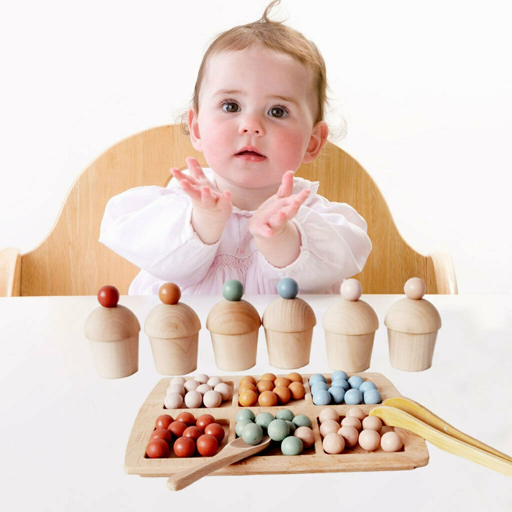 Kids Clip Beads Rainbow Cup Multicolor Wooden Educational Toys for Kids