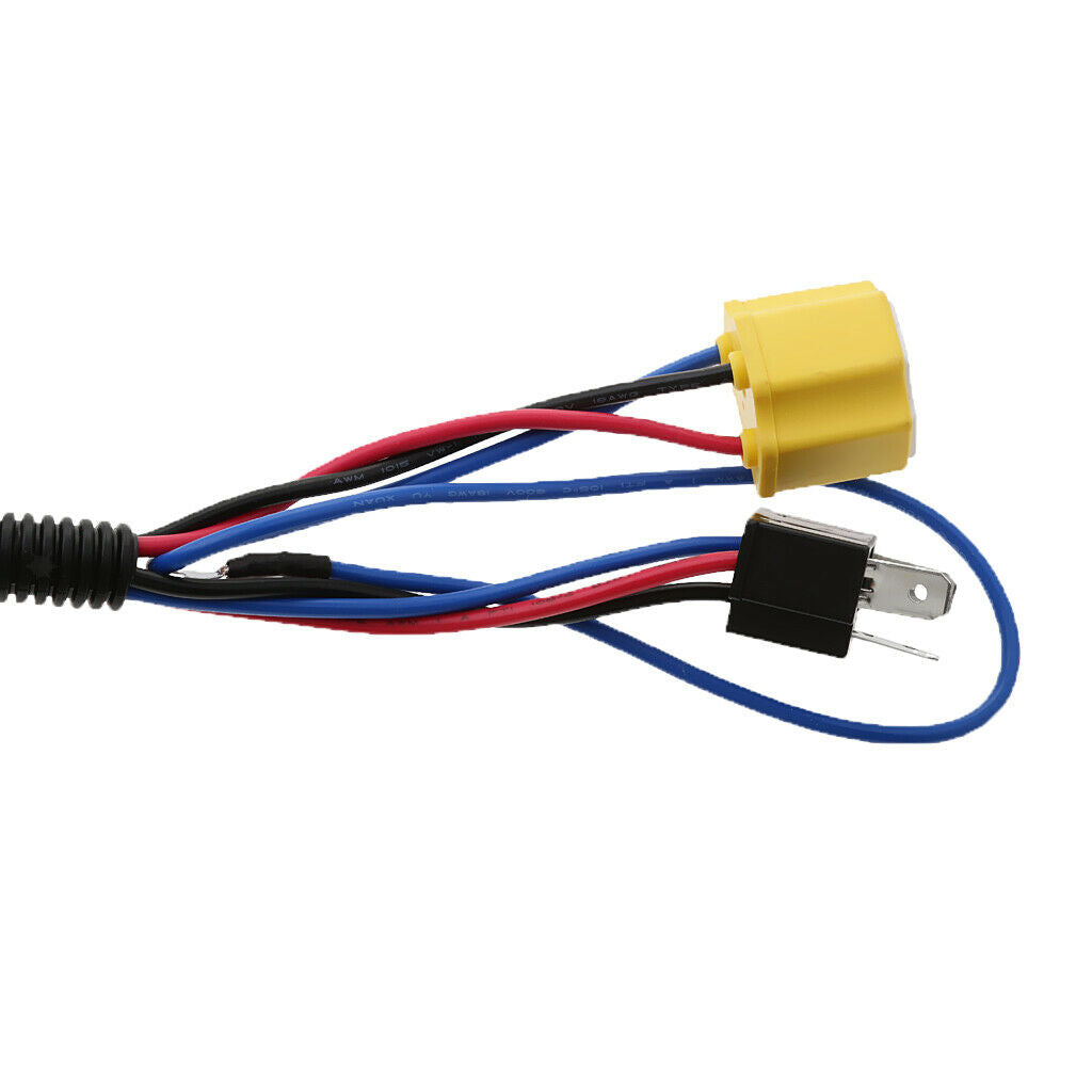 H4 Headlight Headlamps Lights Bulb Relay Wiring Harness Socket Plug Wire Kit